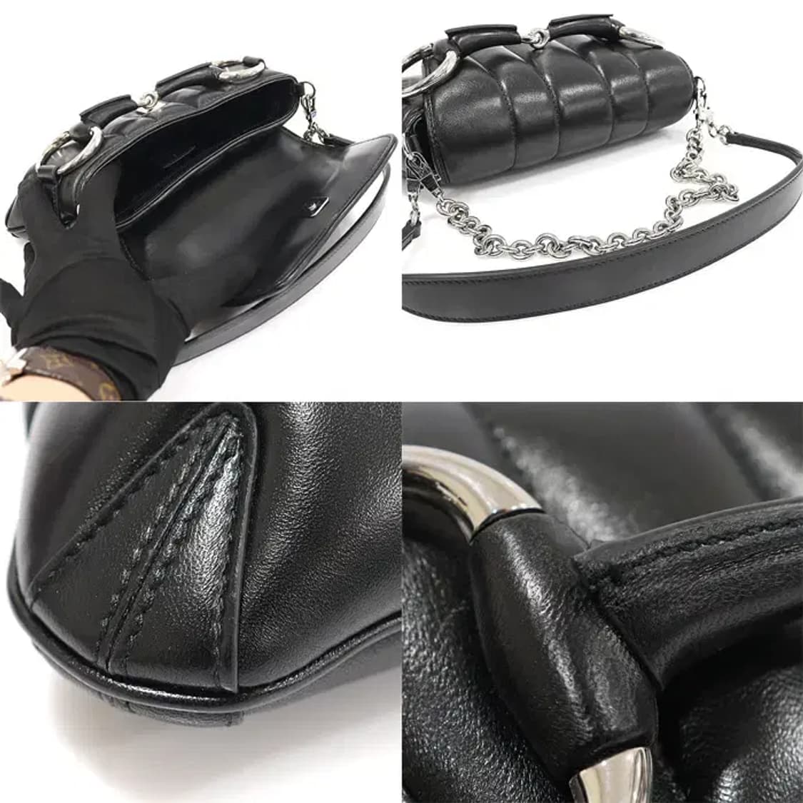 구찌 764339 블랙 퀄티드 맥시 홀스빗 체인 스몰 EP63997GU 상품이미지6