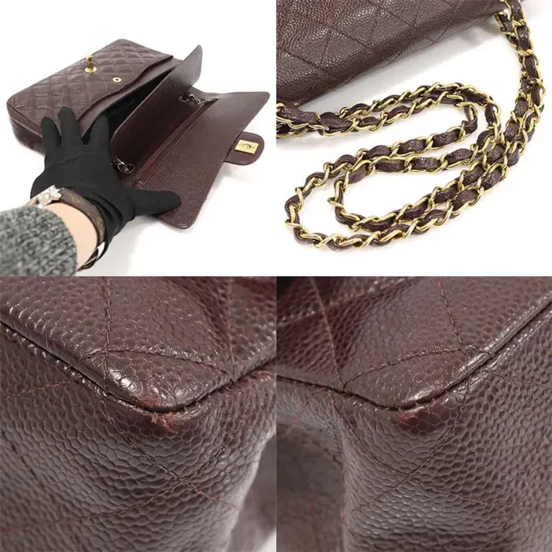 샤넬 A01112 버건디 캐비어 클래식 미듐 숄더백 EP31764CH 상품이미지5