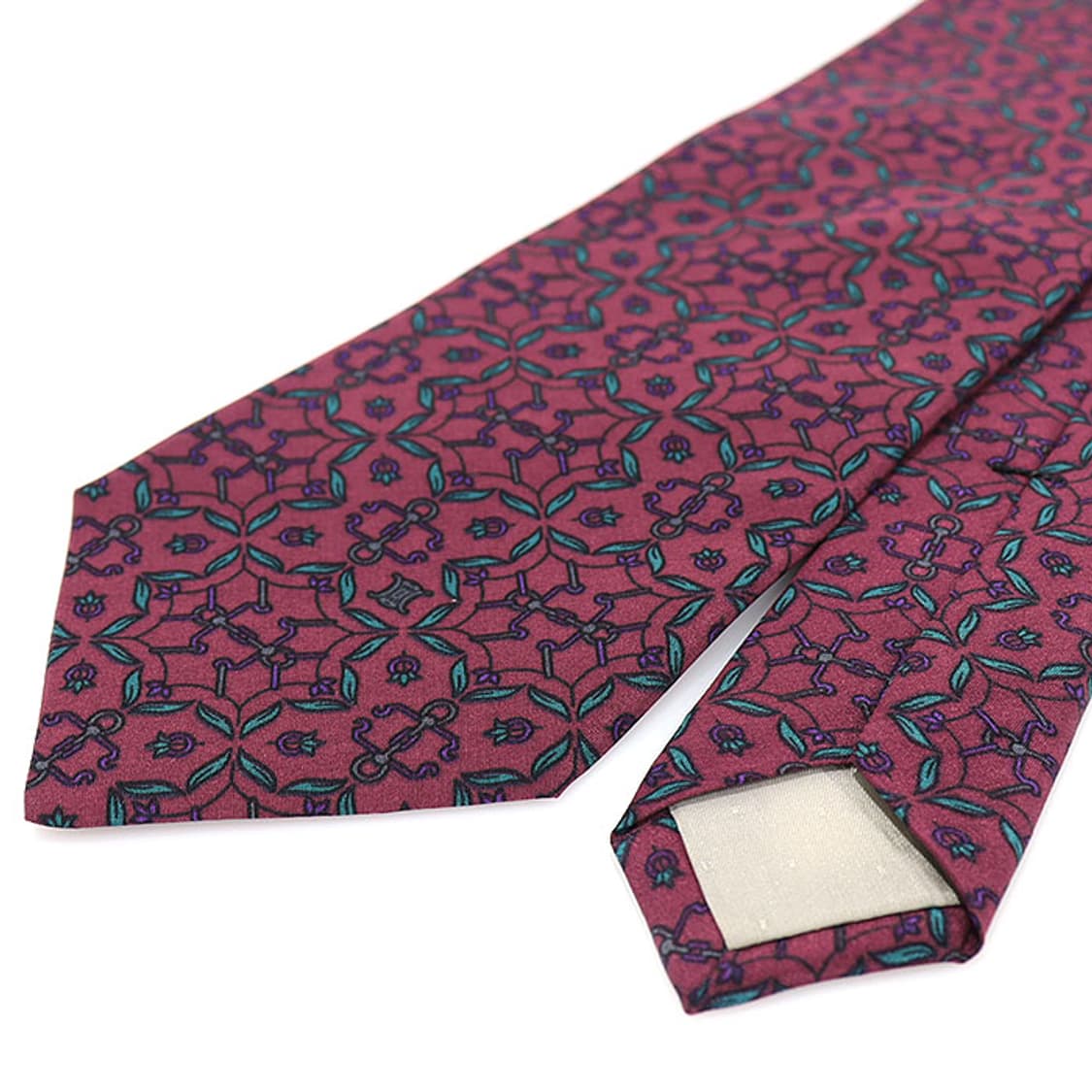 셀린느 100% 실크 퍼플 패턴 넥타이 상품이미지4