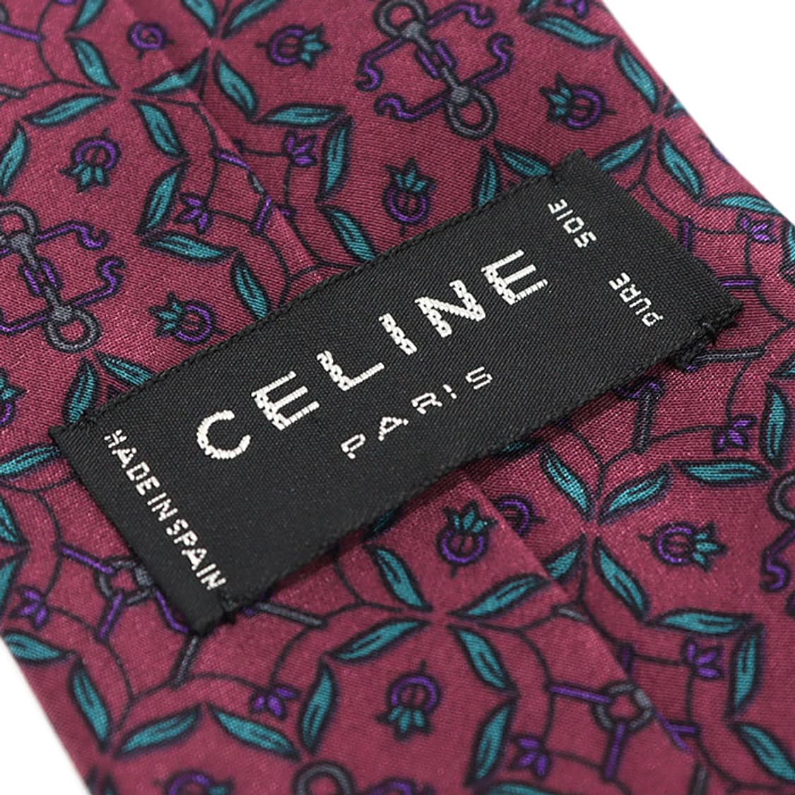 셀린느 100% 실크 퍼플 패턴 넥타이 상품이미지5