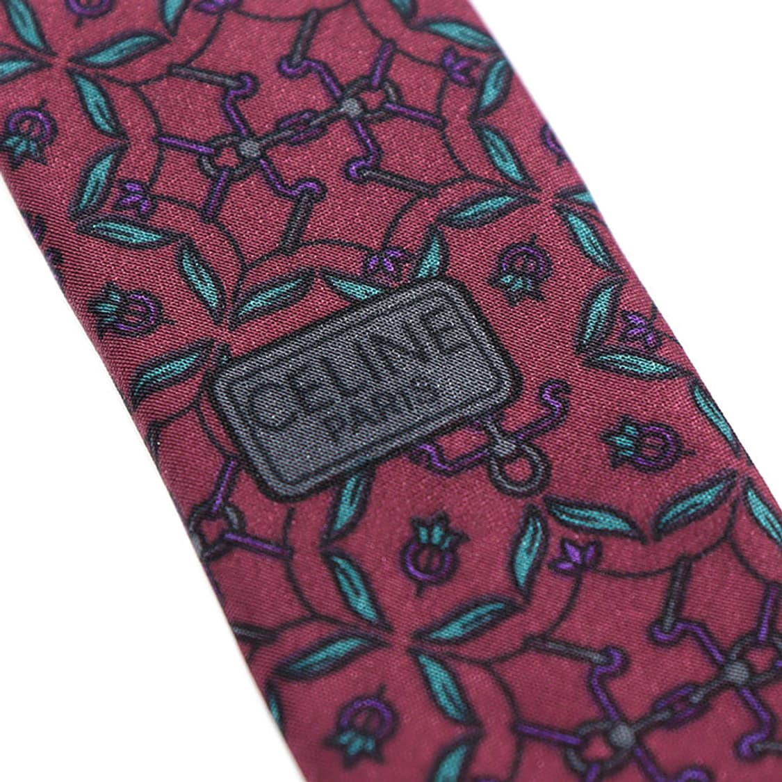 셀린느 100% 실크 퍼플 패턴 넥타이 상품이미지6