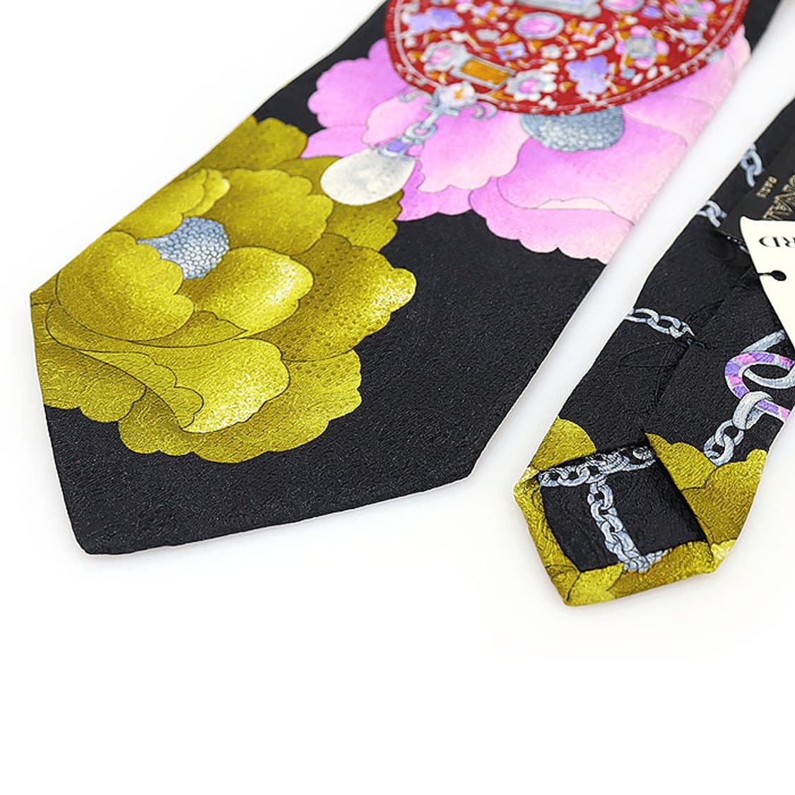 레오나드 100% 실크 블랙 플라워 패턴 넥타이 상품이미지4