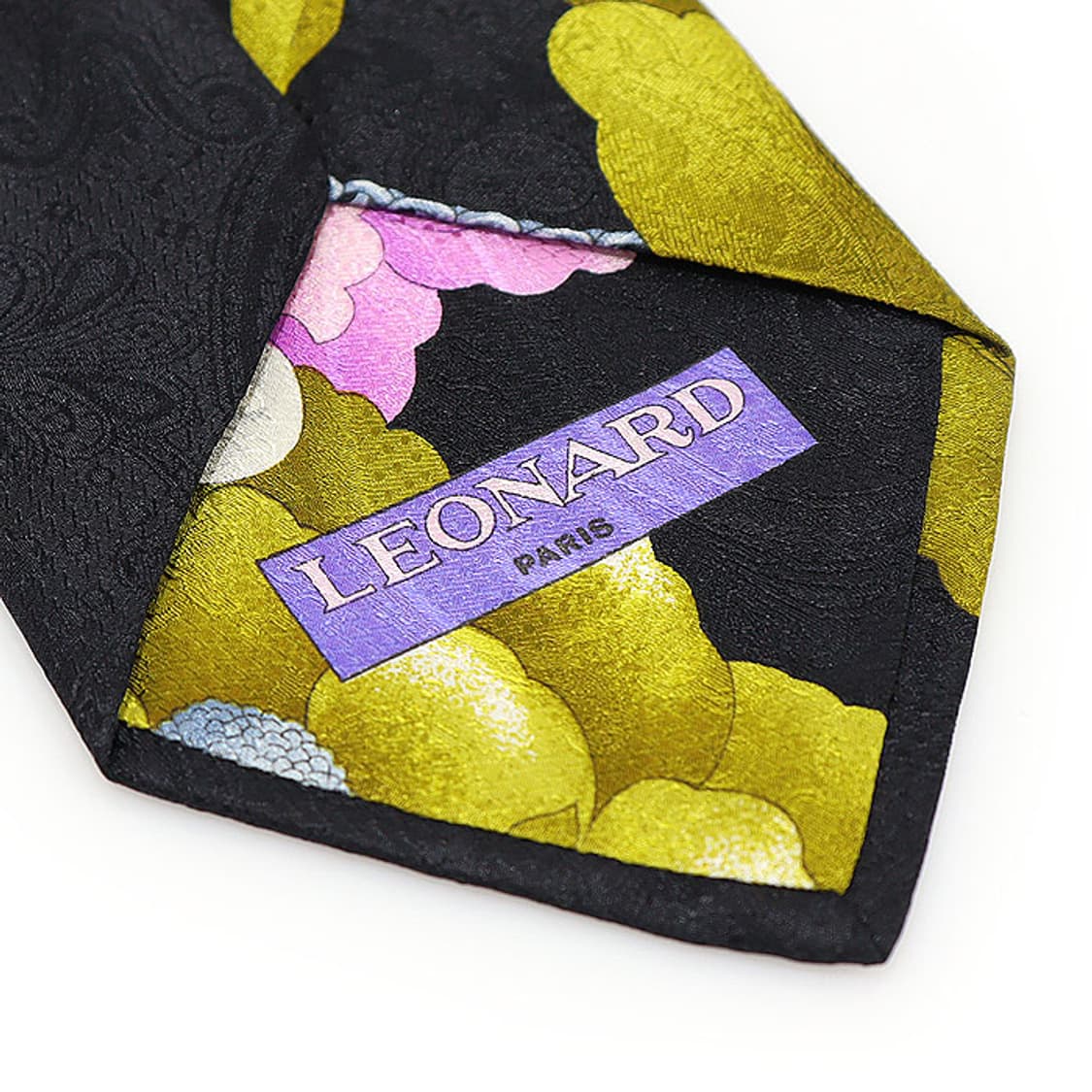 레오나드 100% 실크 블랙 플라워 패턴 넥타이 상품이미지6