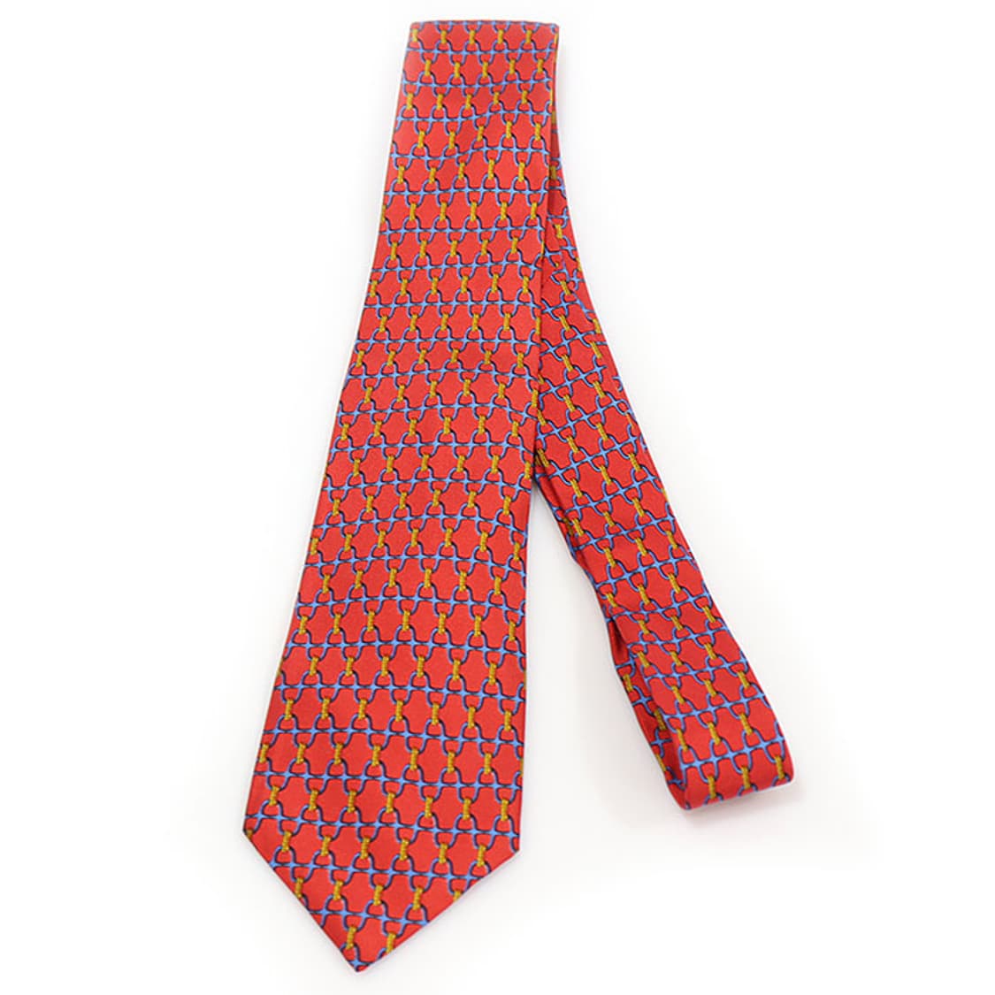 에르메스 931 HA 100% 실크 레드 체인 넥타이 상품이미지4