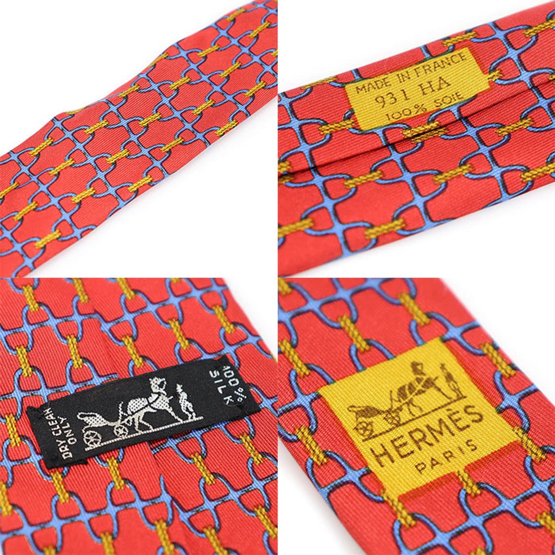 에르메스 931 HA 100% 실크 레드 체인 넥타이 상품이미지7