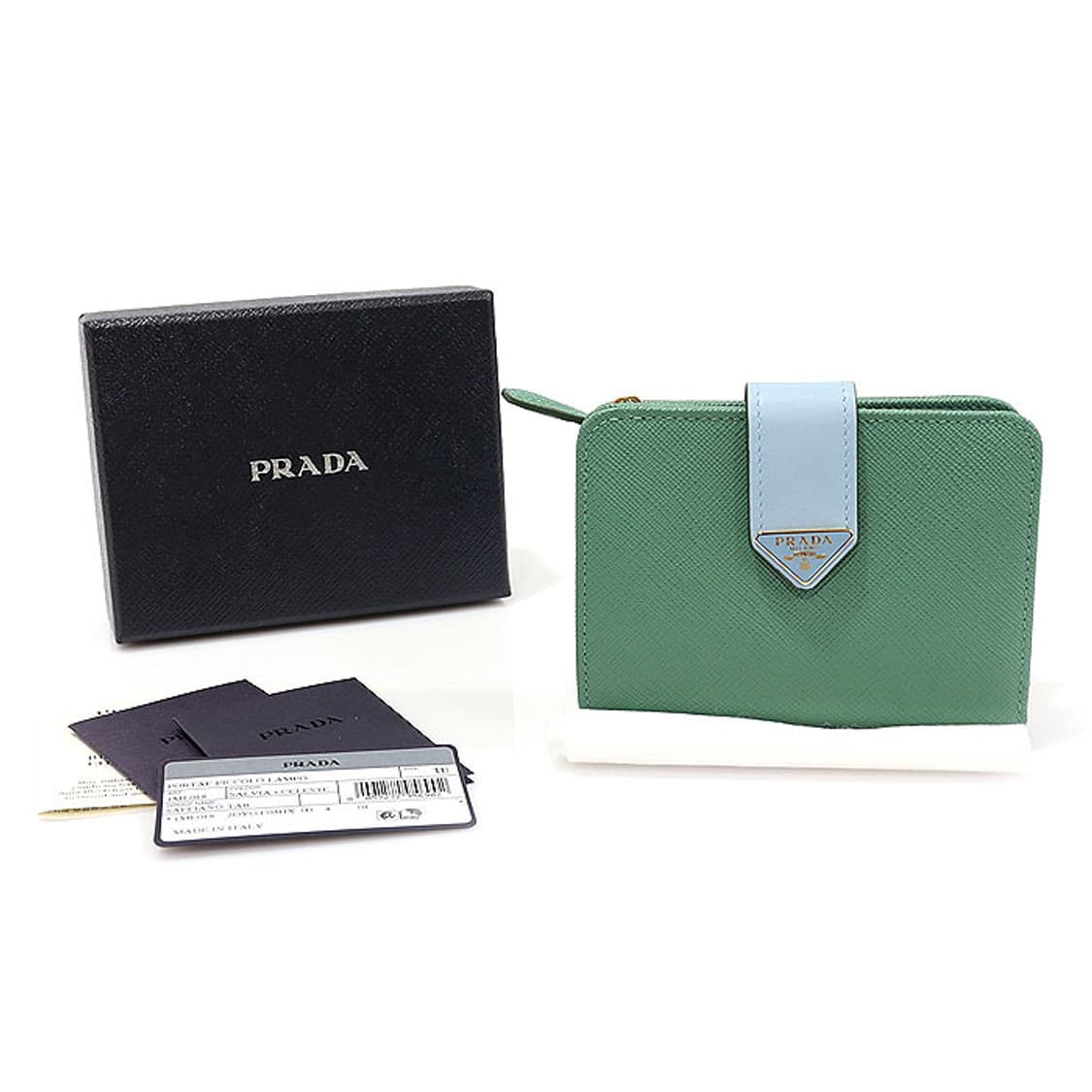 프라다 1ML018 그린 블루 트라이앵글 반지갑 상품이미지2