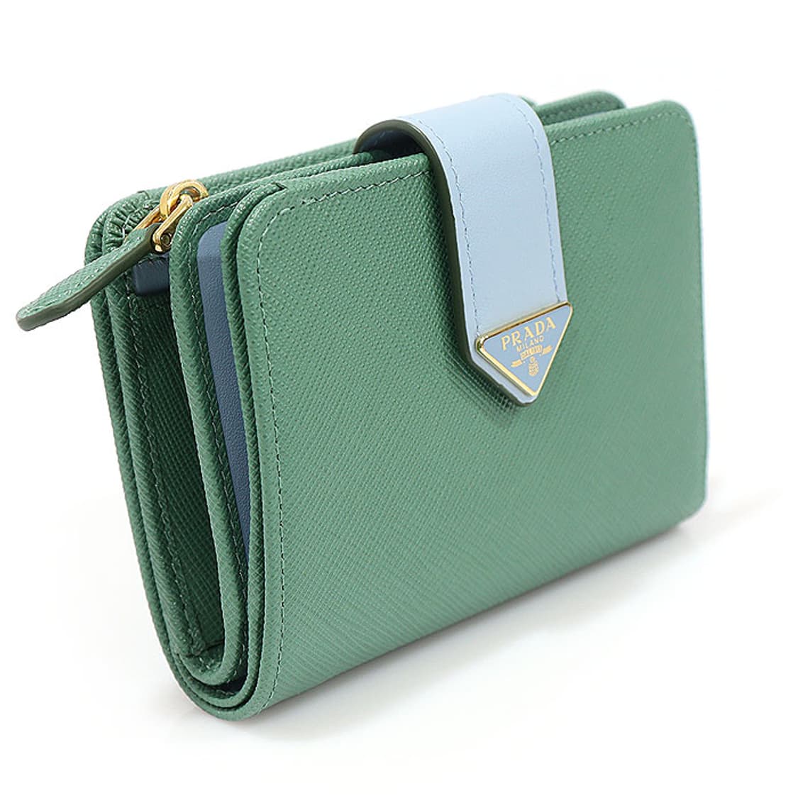 프라다 1ML018 그린 블루 트라이앵글 반지갑 상품이미지3