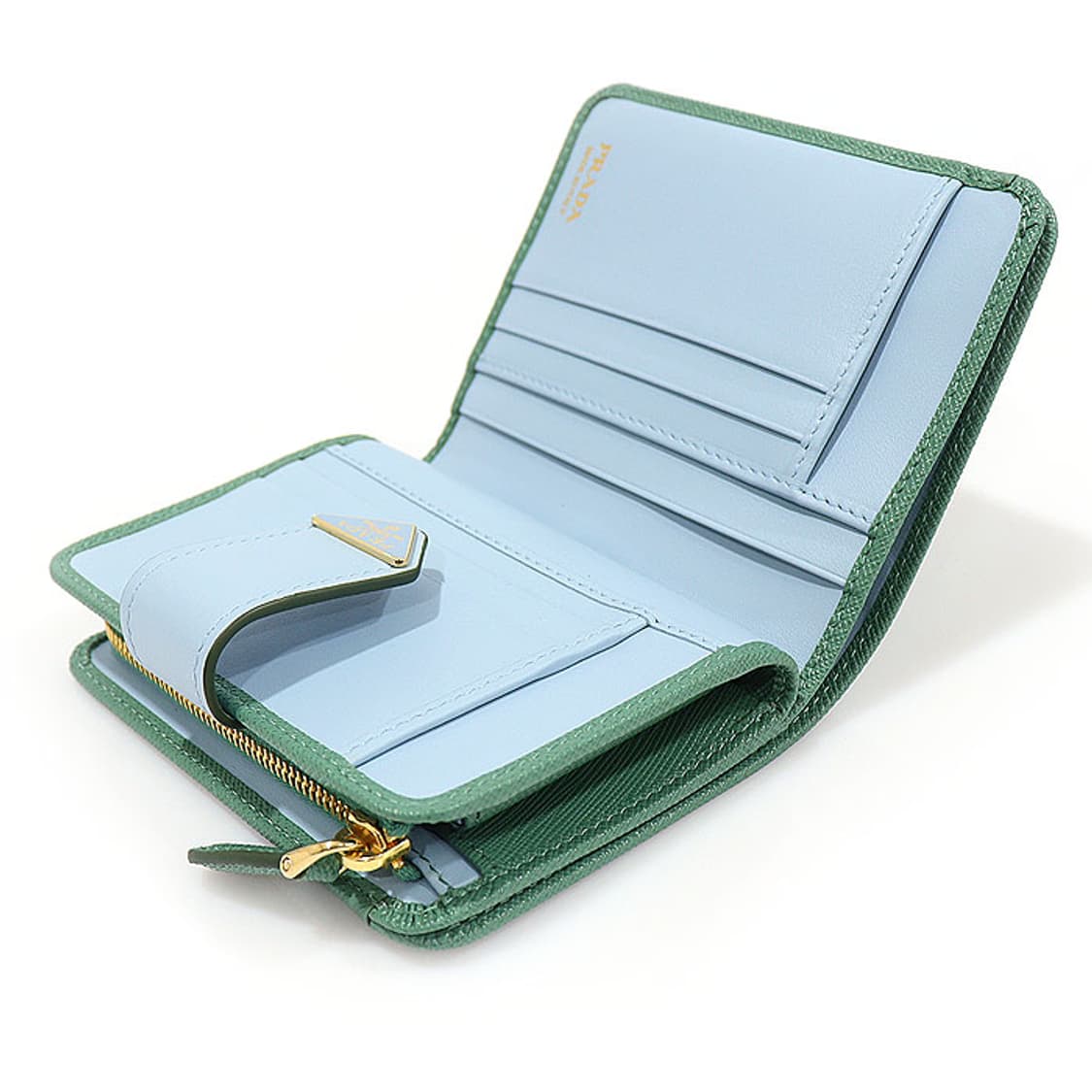 프라다 1ML018 그린 블루 트라이앵글 반지갑 상품이미지6