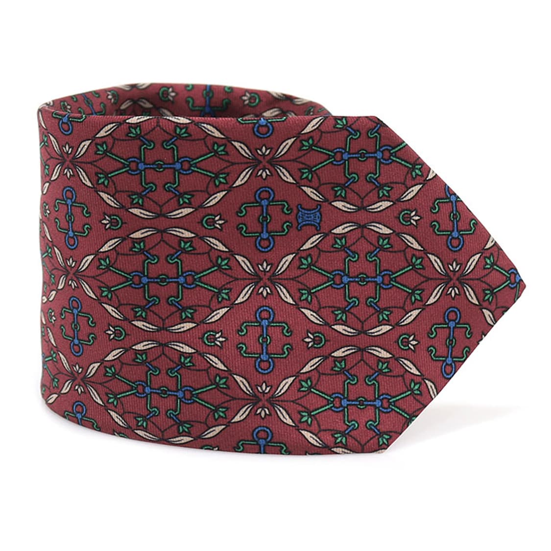 셀린느 100% 실크 버건디 패턴 넥타이 상품이미지1