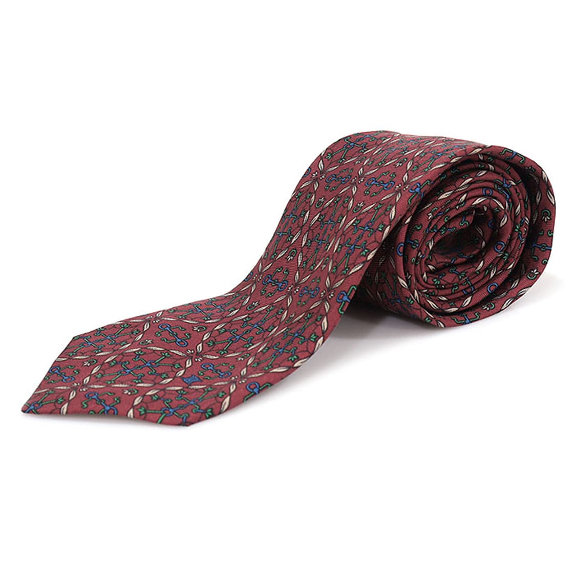 셀린느 100% 실크 버건디 패턴 넥타이 상품이미지2