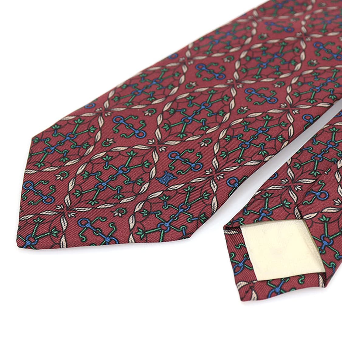 셀린느 100% 실크 버건디 패턴 넥타이 상품이미지4