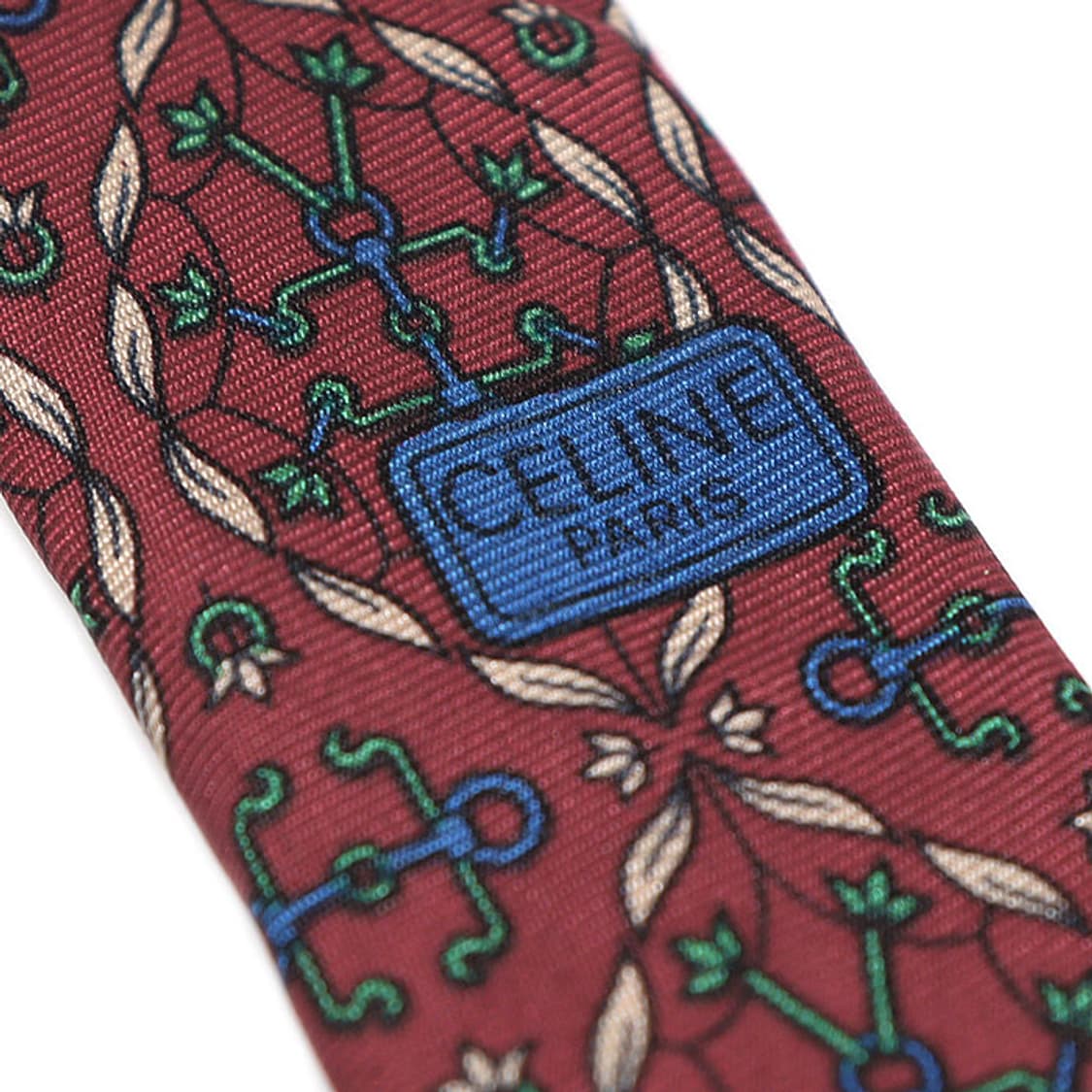 셀린느 100% 실크 버건디 패턴 넥타이 상품이미지6