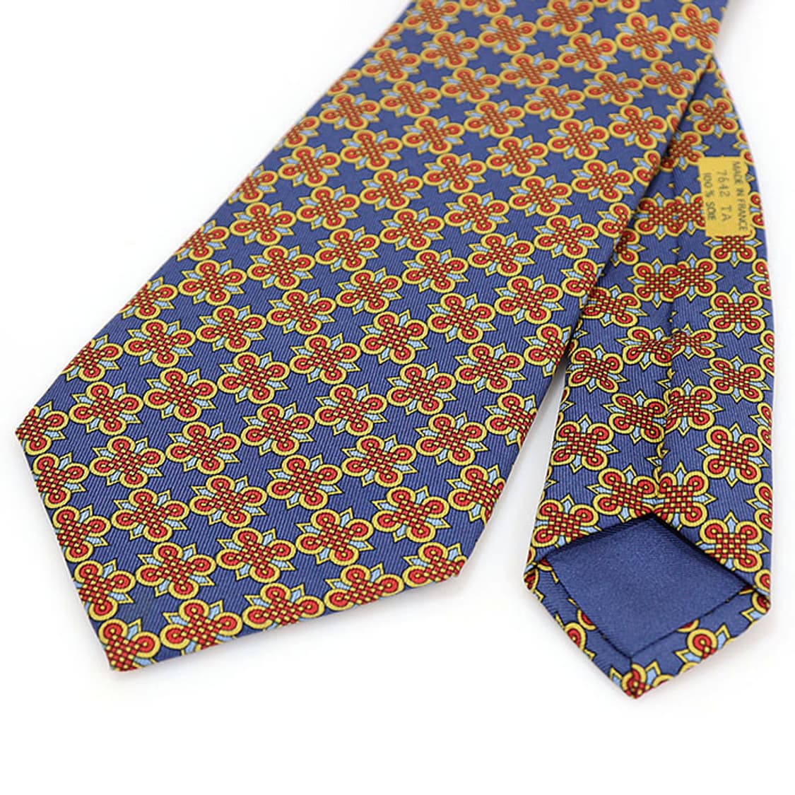 에르메스 7642 100% 실크 네이비 패턴 넥타이 상품이미지4