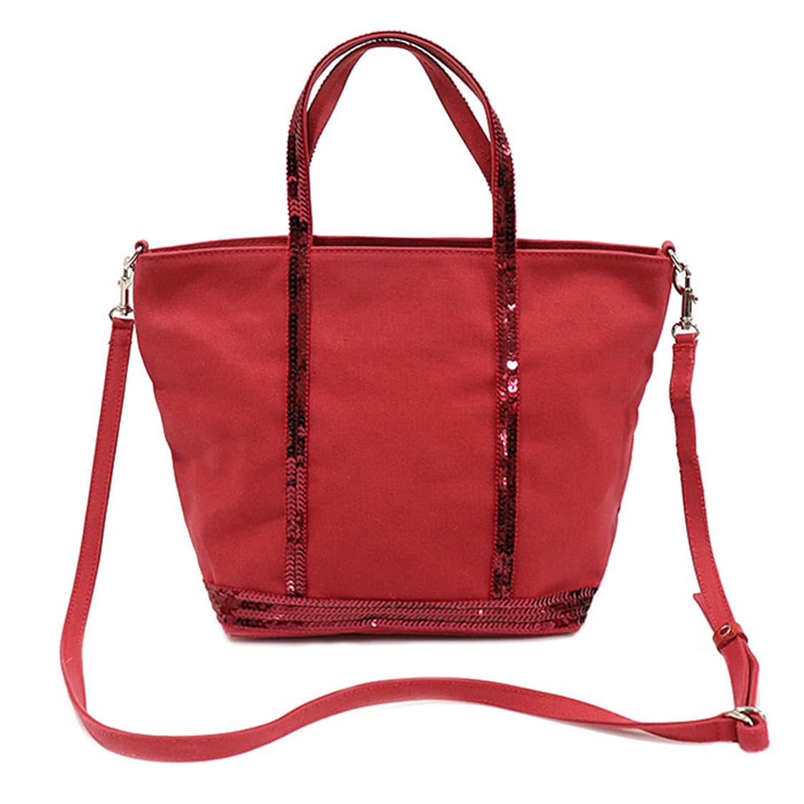 바네사브루노 VIBA9E102 레드 코튼 스팽글 스몰 카바스백 상품이미지1