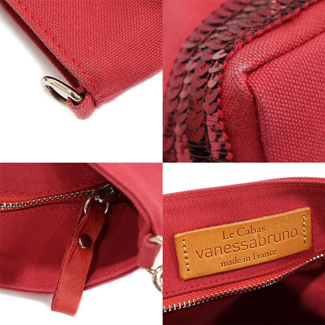 바네사브루노 VIBA9E102 레드 코튼 스팽글 스몰 카바스백 상품이미지7