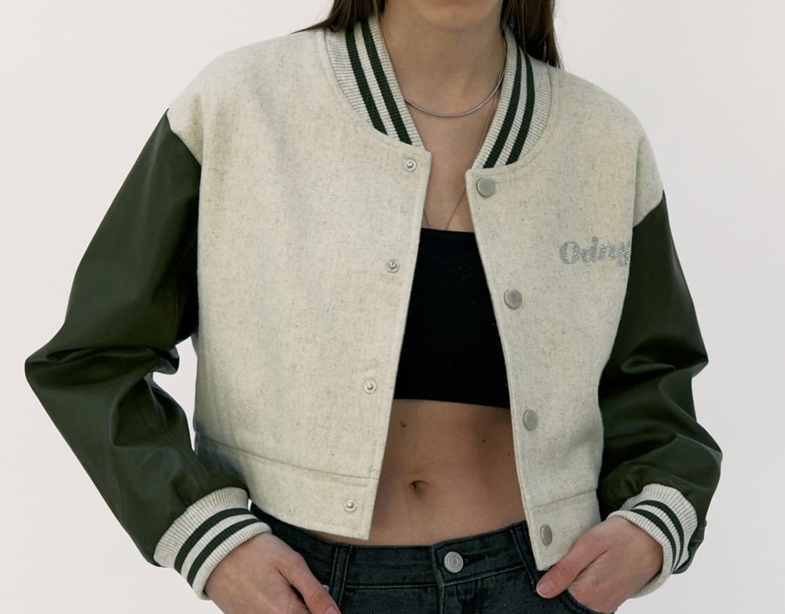 오디너리홀리데이 크롭 바시티 자켓 상품이미지2