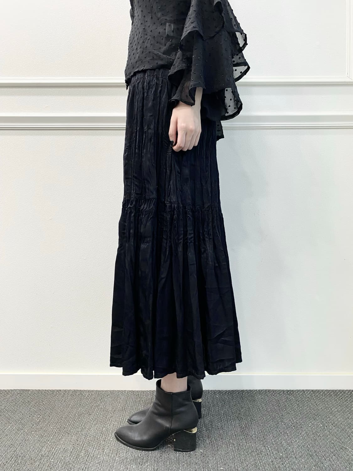 Minimal&Gothic Mood Black Long Skirts 상품이미지2