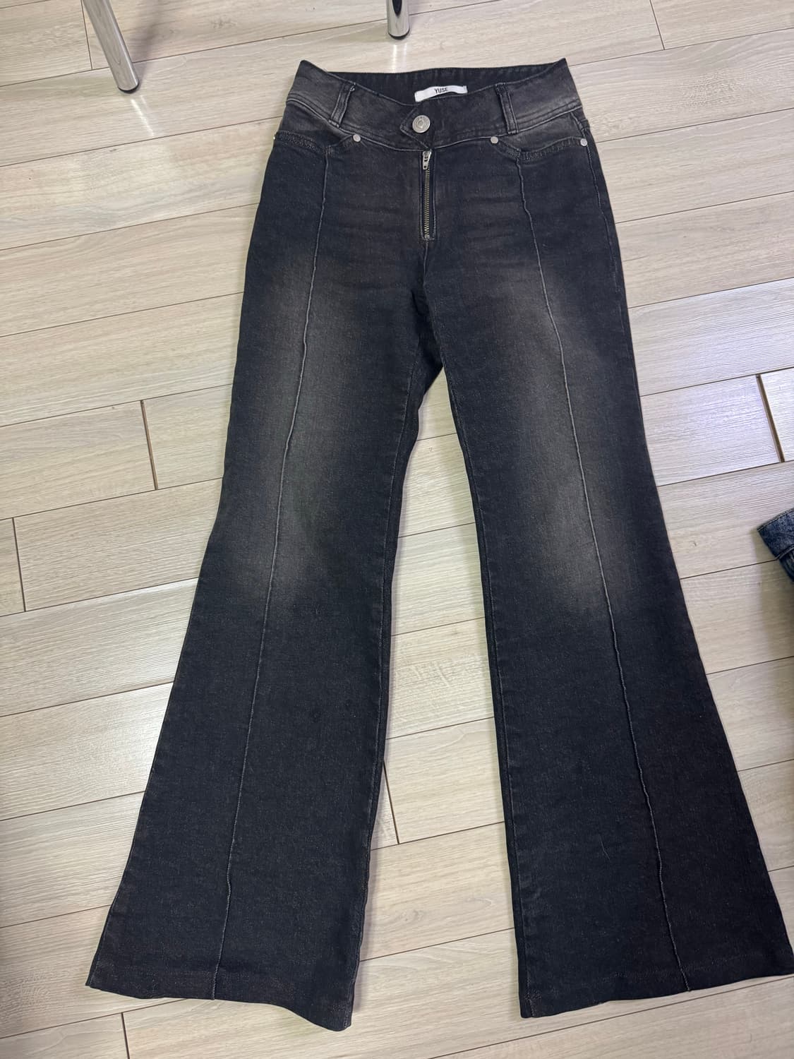 유즈 흑청 와이드부츠컷 데님 S 상품이미지1