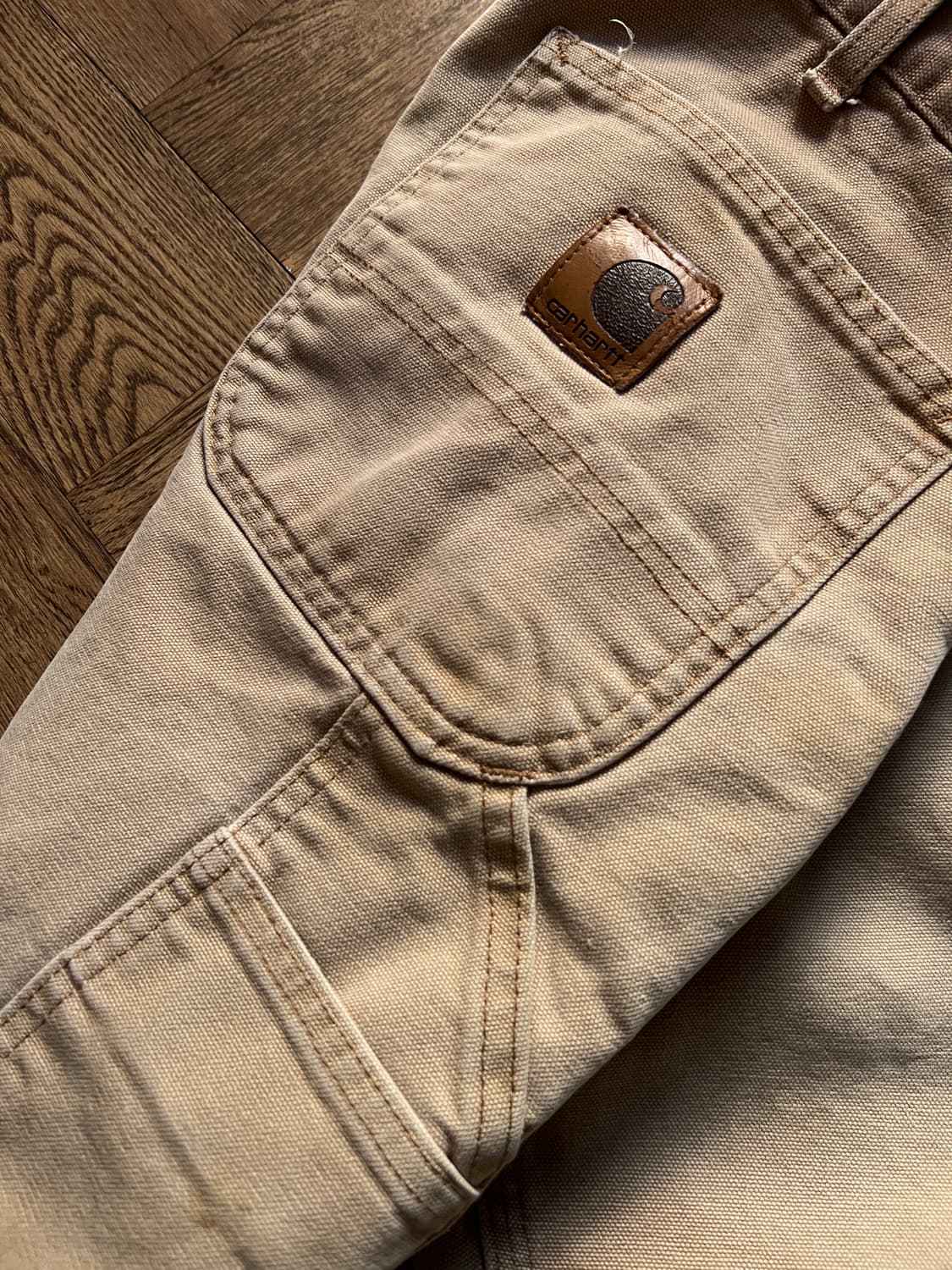 [36]칼하트 Made in USA 체크 라이닝 브라운 싱글니 워크 팬츠 상품이미지7