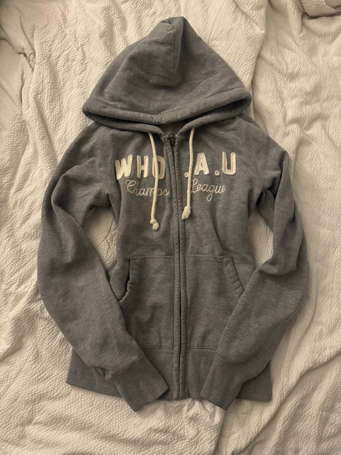 후아유 화이트 + 그레이 후드집업 상품이미지1