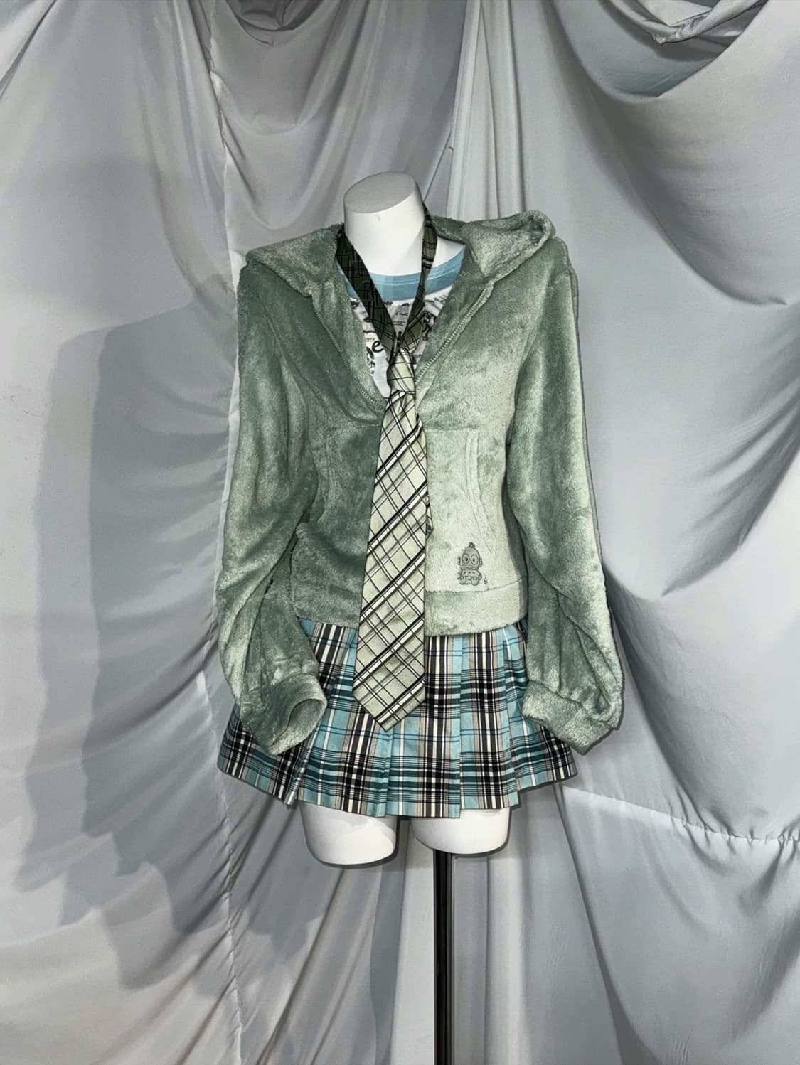 한교동미미 후드 미쿠 체크 코디세트  상품이미지5