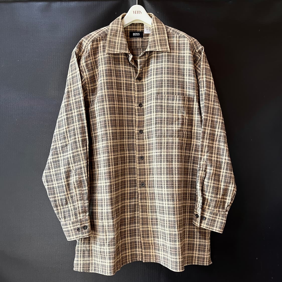 L) 90s BOSS Made in Italy 텍스처드 체크 셔츠 상품이미지1