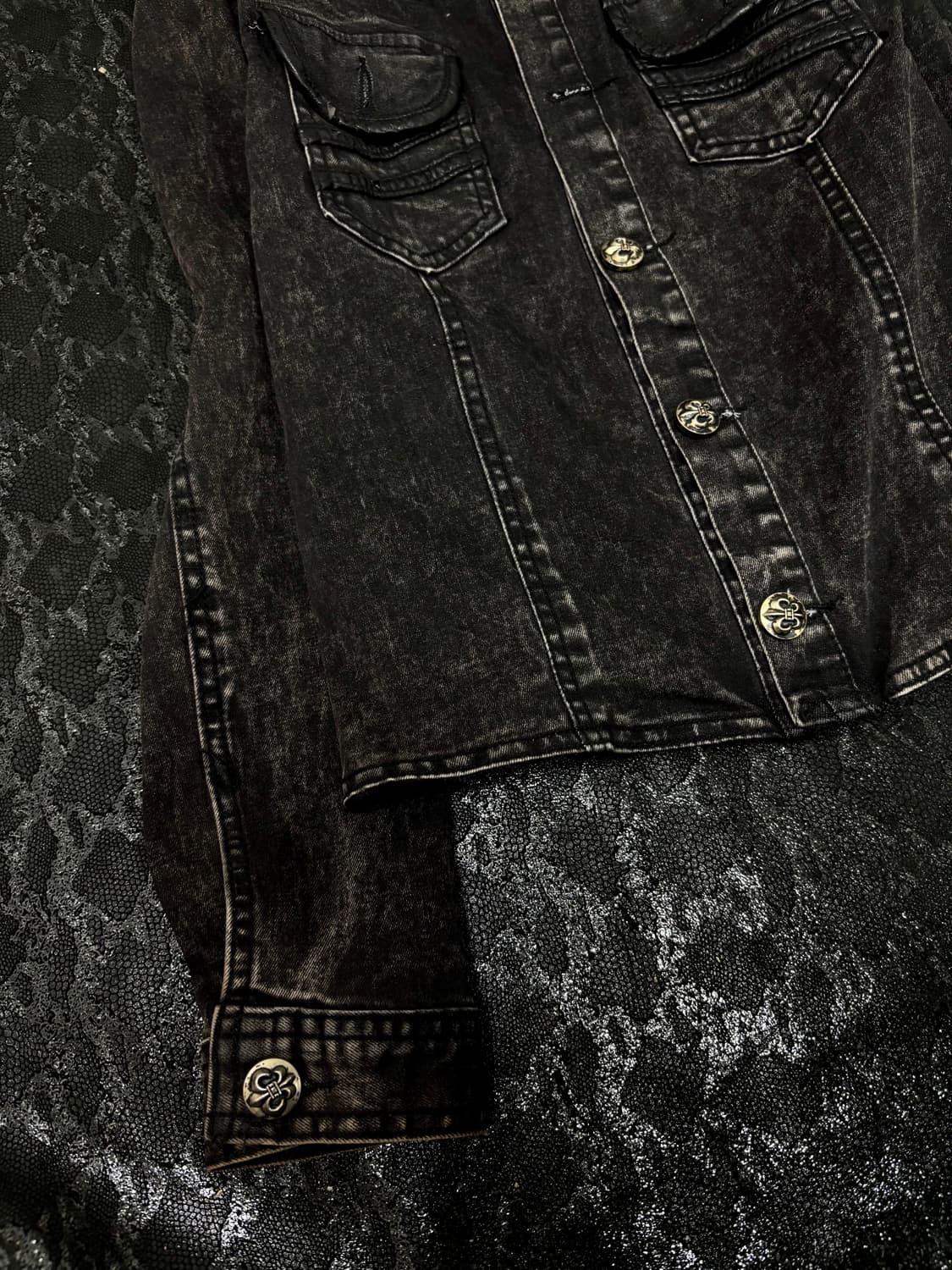 Y2K Punk Style Back Skull&Cross Button D 상품이미지2
