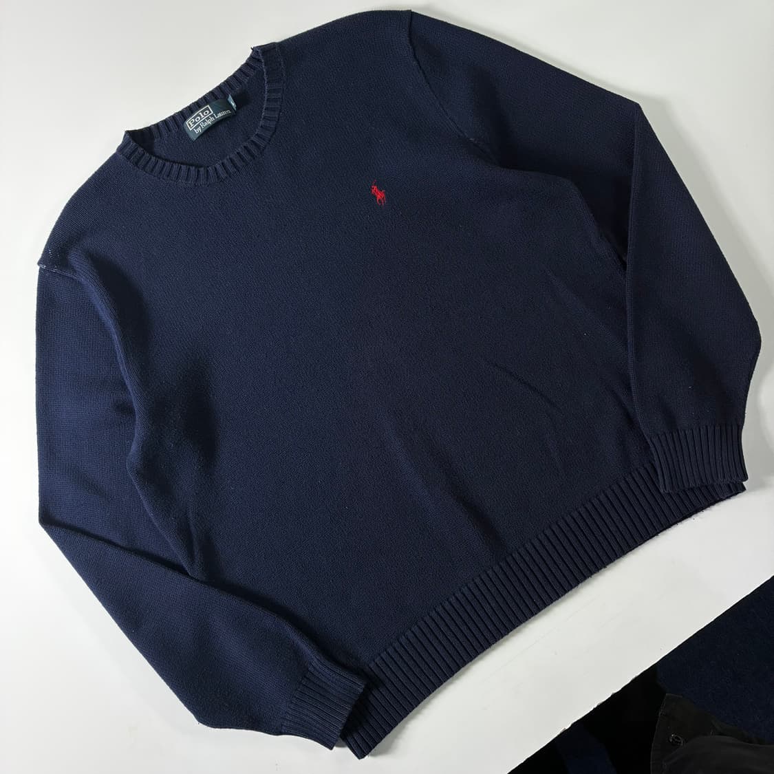 Polo  폴로 랄프로렌 90,s 자수 코튼 네이비 라운드 니트  상품이미지2