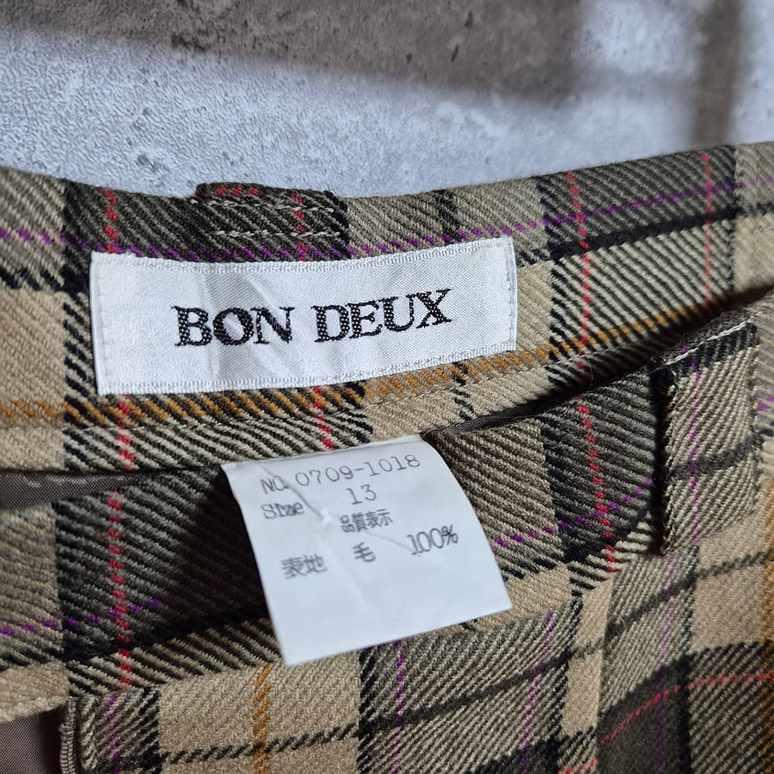 BON DEUX 여성 울 체크 팬츠(30, Made In Japan)  상품이미지6