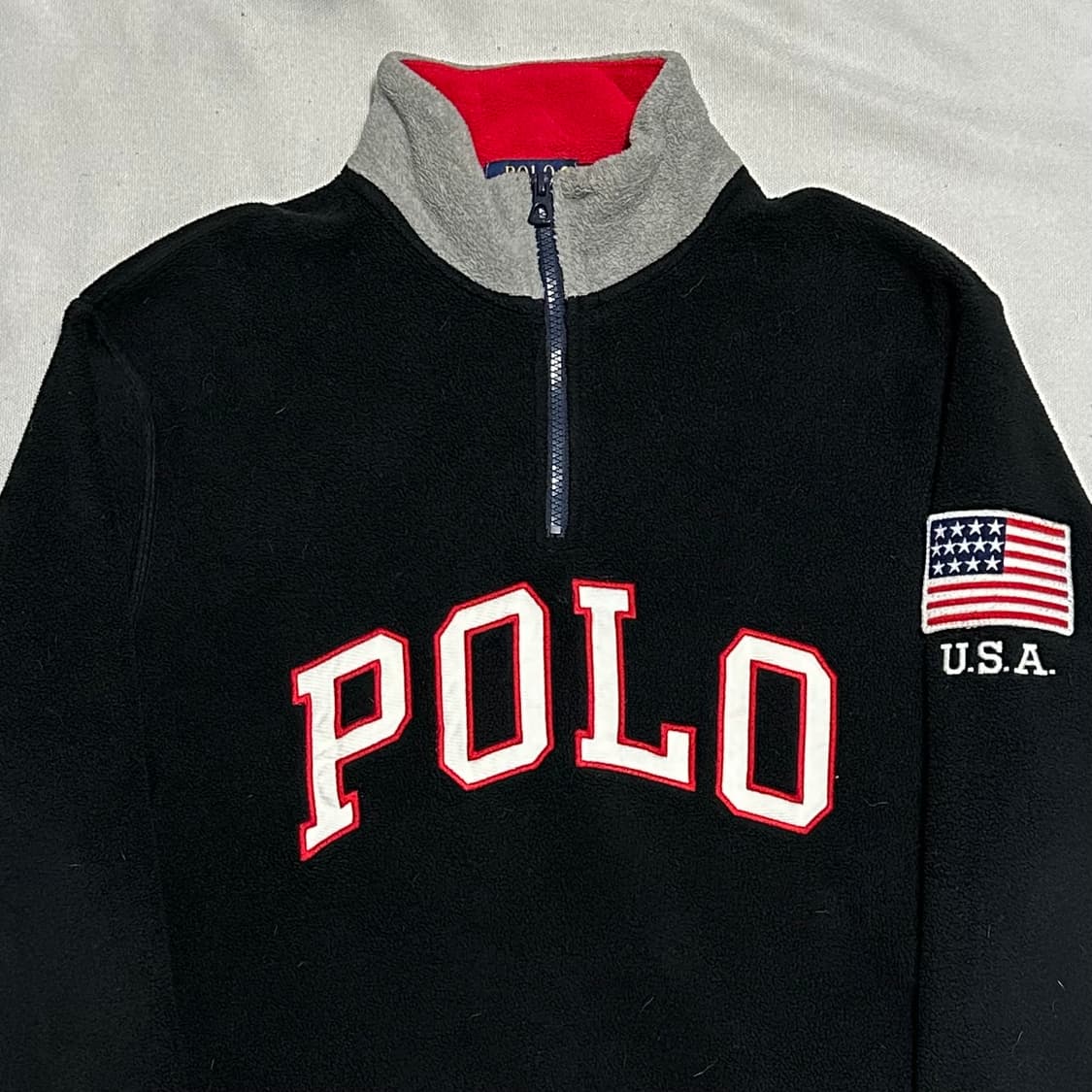 M 폴로랄프로렌 빅로고 성조기 반집업 플리스 상품이미지1