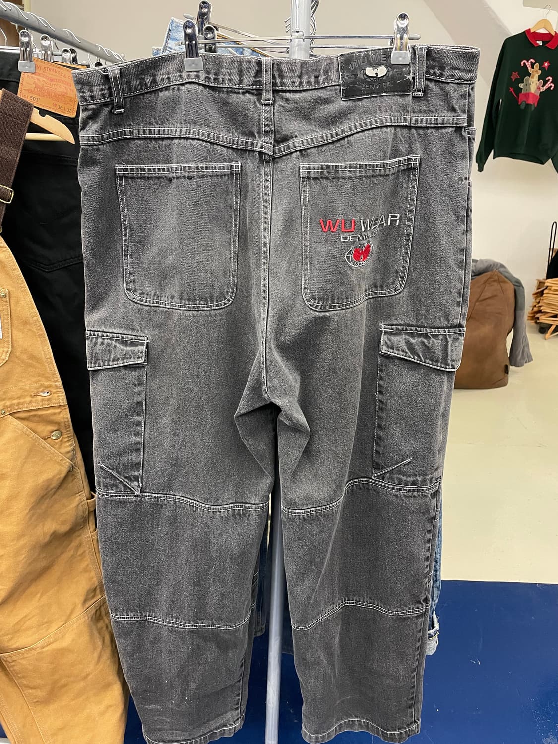 WU wear 우탱클랜 힙합 올드스쿨 데님 카고 팬츠 상품이미지4