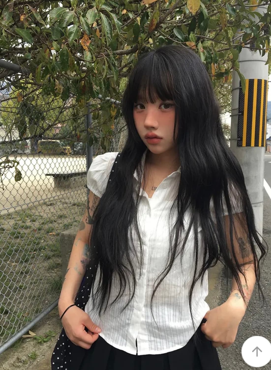 애니원모어 노리 캡소매 카라 블라우스 셔츠 화이트 상품이미지3