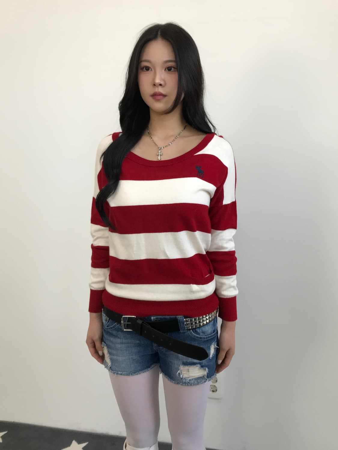 Abercrombie Red Striped Knit Top 상품이미지2