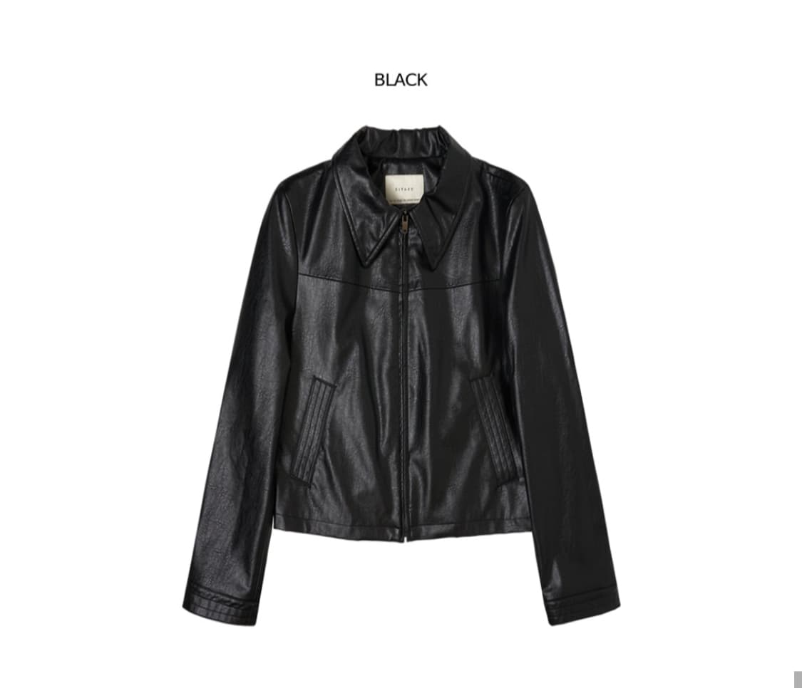 Siyazu Fake Leather Crop JK_Black 상품이미지1
