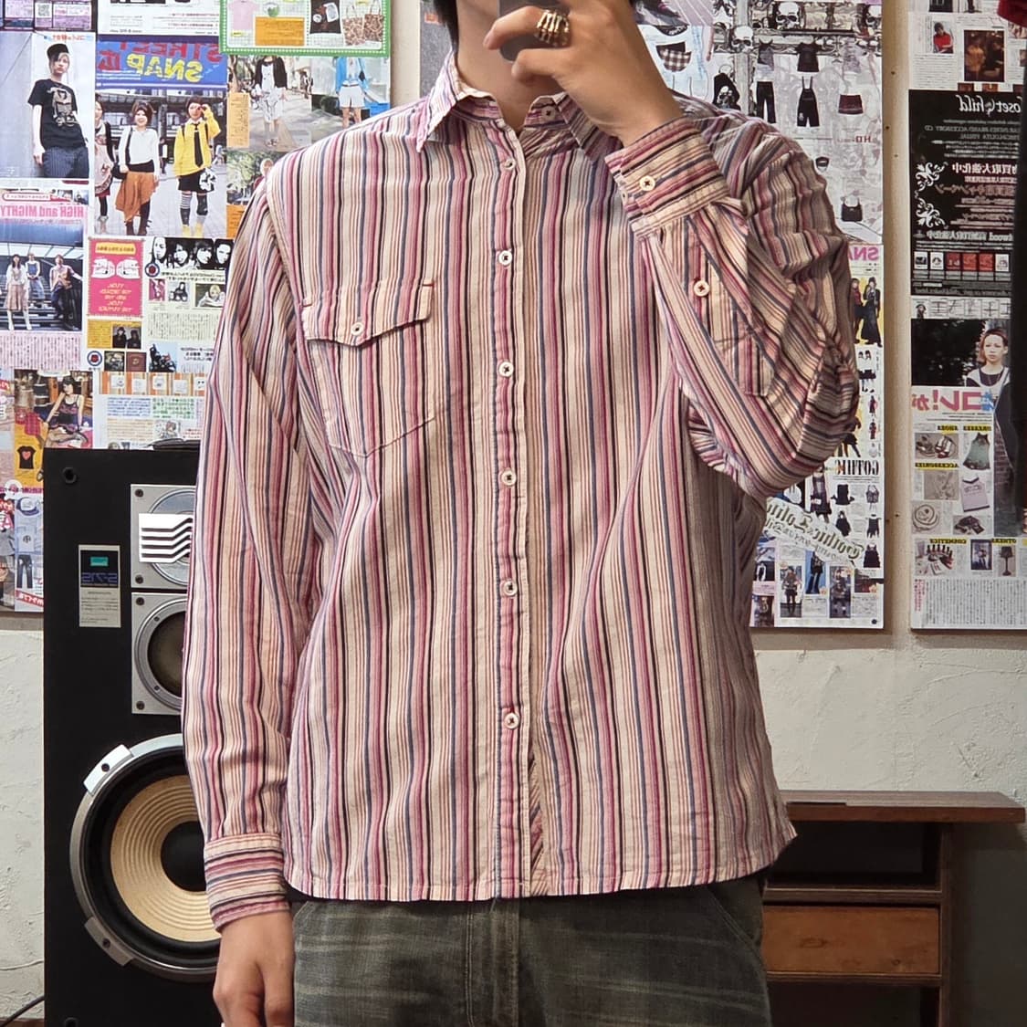 JPN 블루 핑크 스트라이프 셔츠 상품이미지2