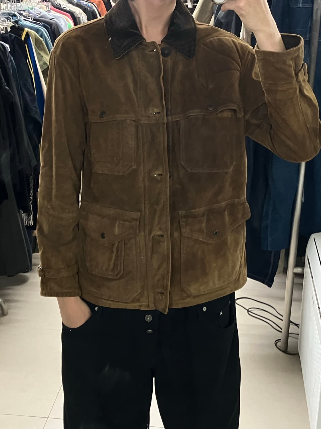 폴로 랄프로렌 스웨이드 송아지가죽 헌팅 자켓 L 상품이미지9