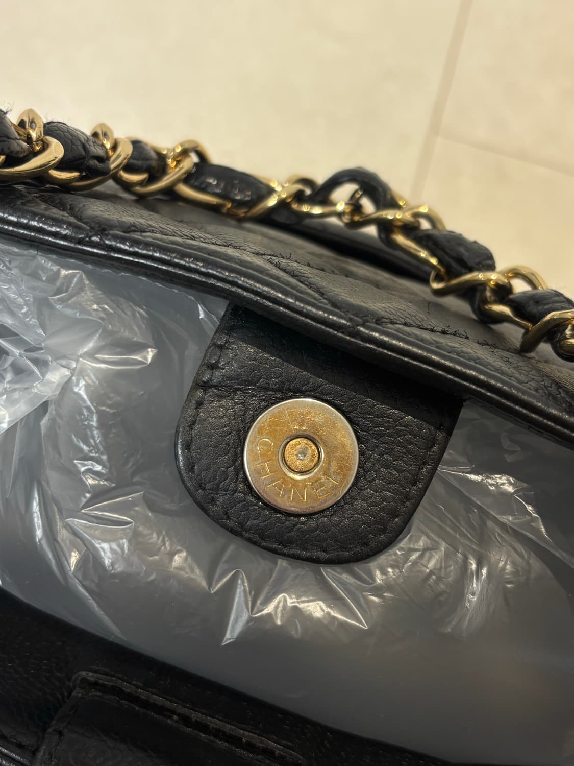 샤넬 캐비어 퀼팅 블랙 토트백 상품이미지5