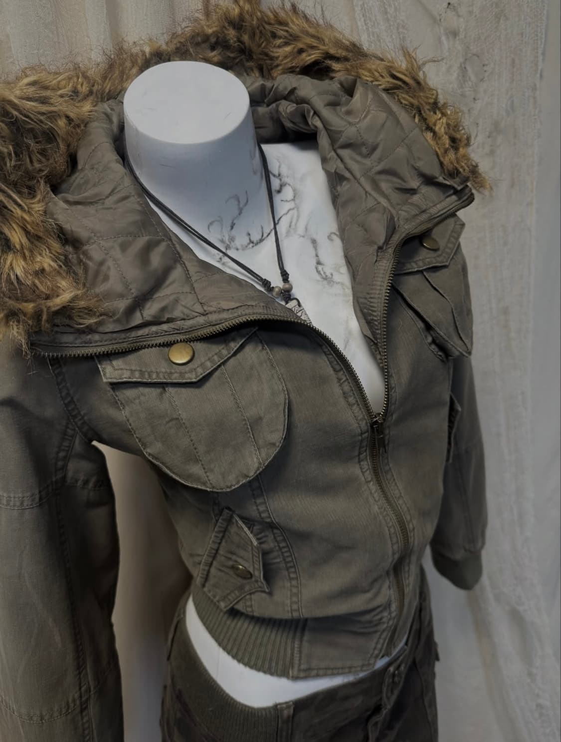 Fur-Trimmed Military Jacket 상품이미지3