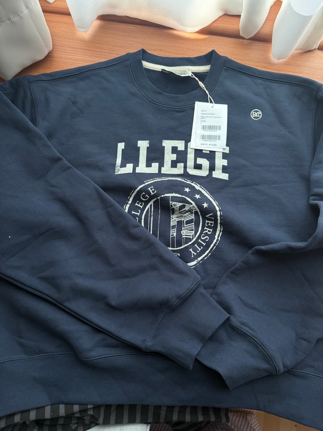 렉토 LLEGE logo 스웨트 셔츠 네이비 상품이미지1