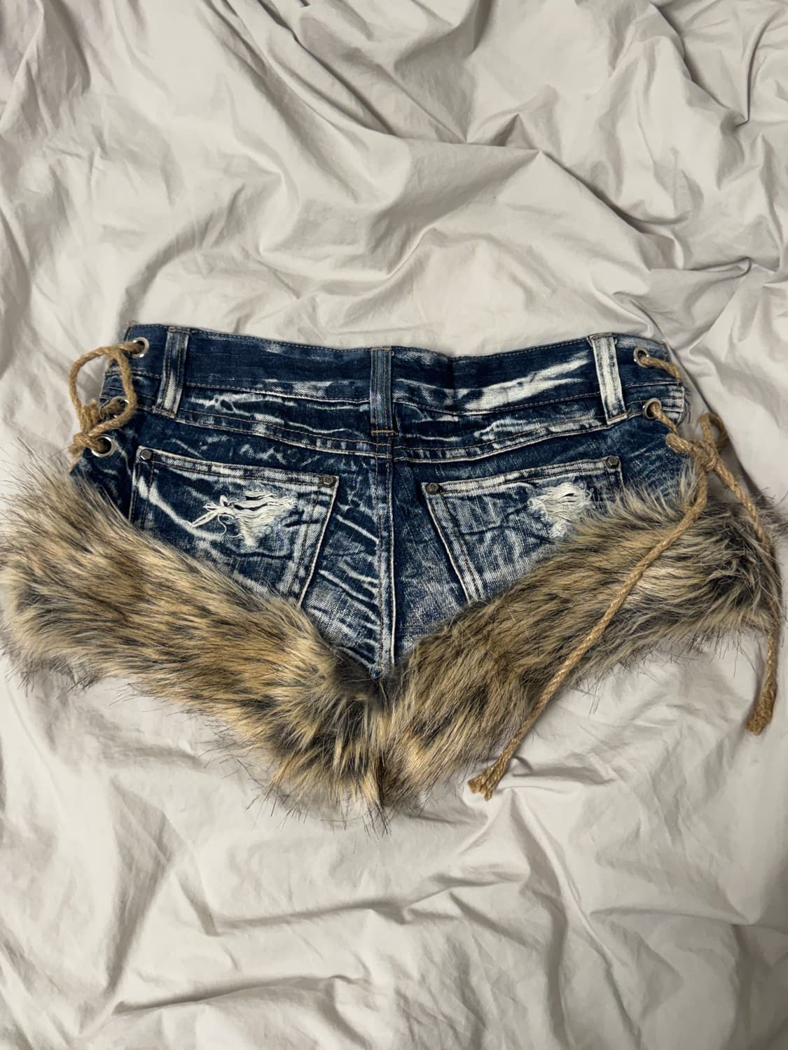 퍼 숏팬츠 퍼팬츠 청 반바지 상품이미지2