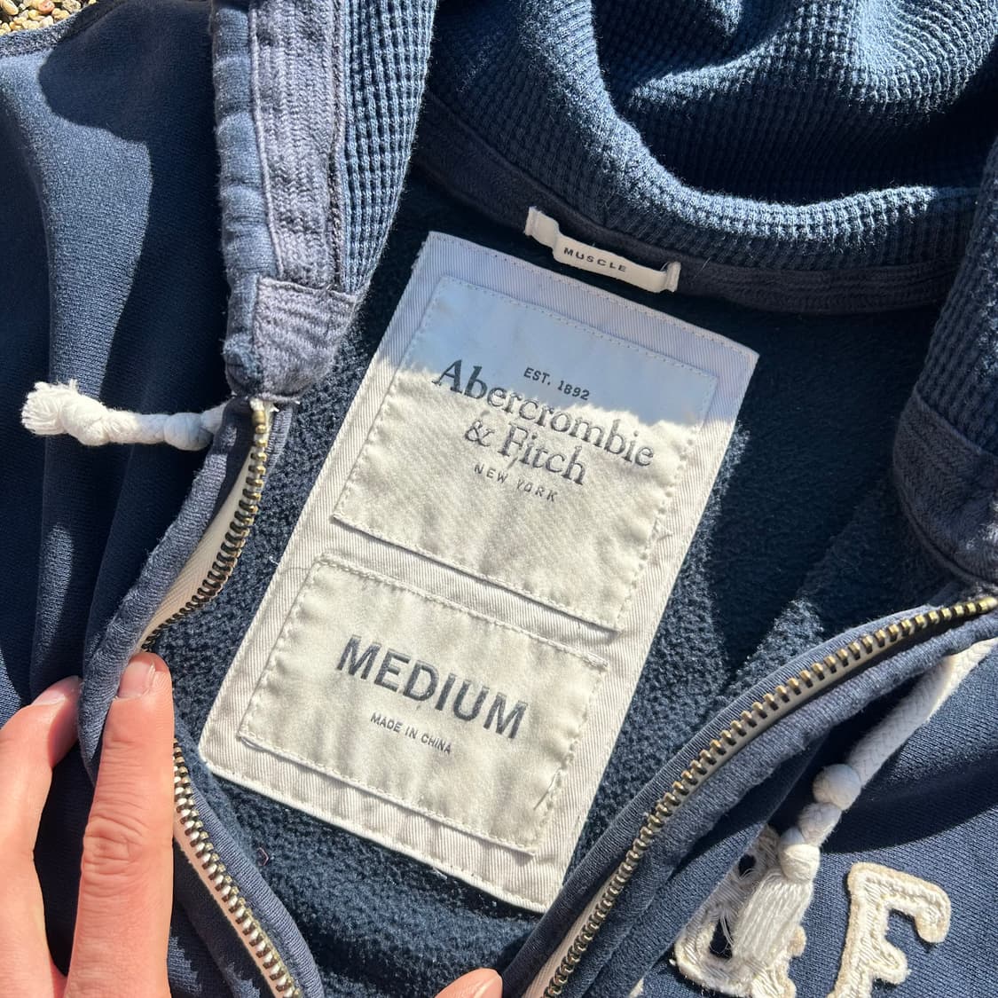 아베크롬비(Abercrombie) 네이비 사이드로고 후드집업 상품이미지4