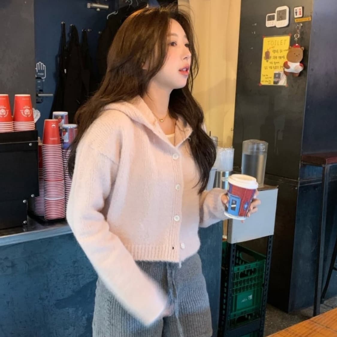 시예(siye) 시예샵 알파카 울 파인 후디니트가디건 새상품 상품이미지3