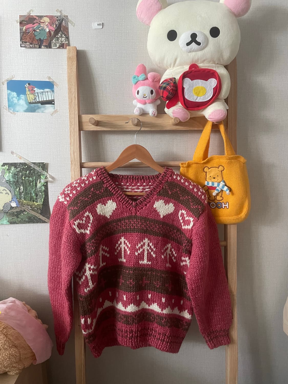 모리걸 빈티지 노르딕 딸기초코 울 니트🍓🤎 상품이미지1