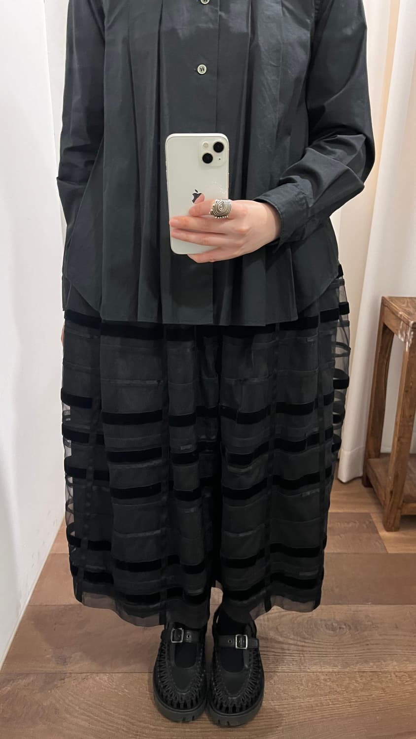 Mixed Line Patchwork Tulle Skirt 상품이미지5