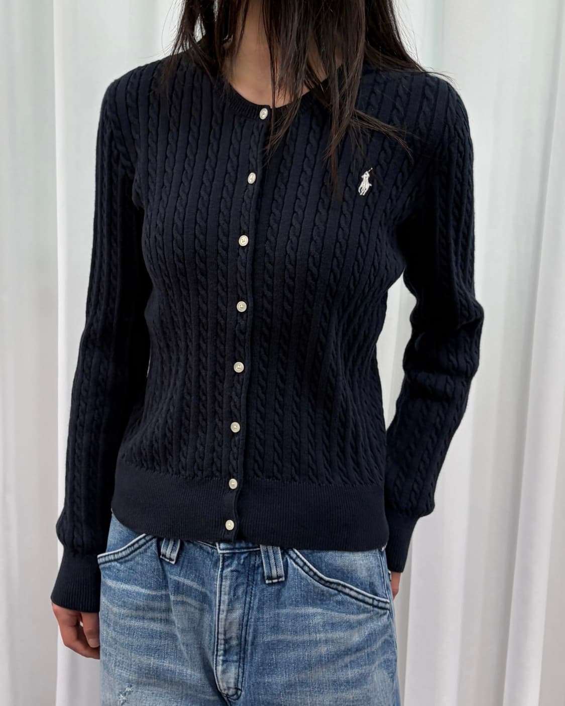 [XL/16]폴로 랄프로렌 걸즈 케이블 니트 가디건 navy 상품이미지1