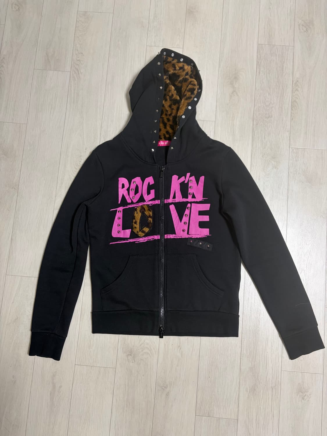 호피 갸루 핑크 후드집업 상품이미지2