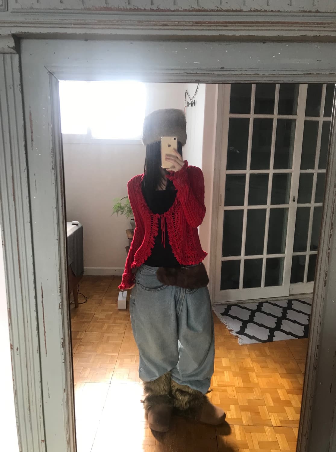 vintage red crochet cardigan 상품이미지4