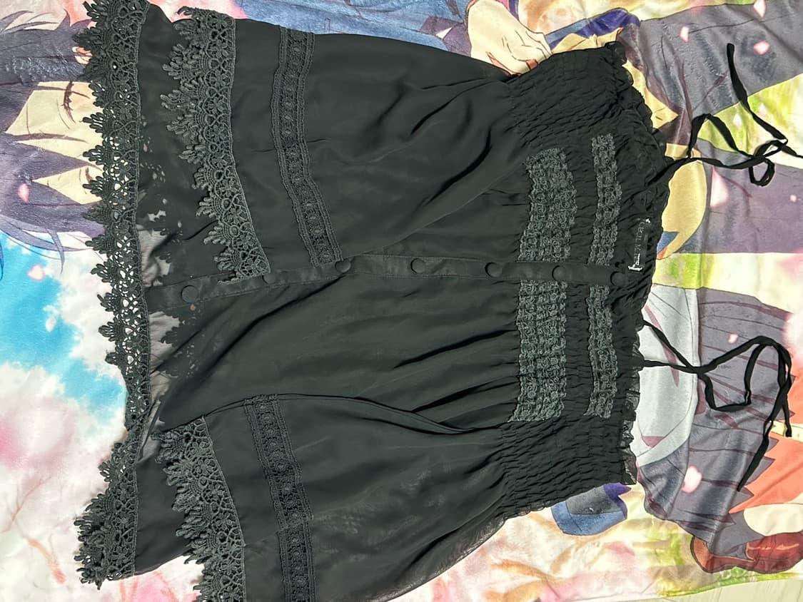 고딕 오프숄더 쉬폰 블라우스 상품이미지1