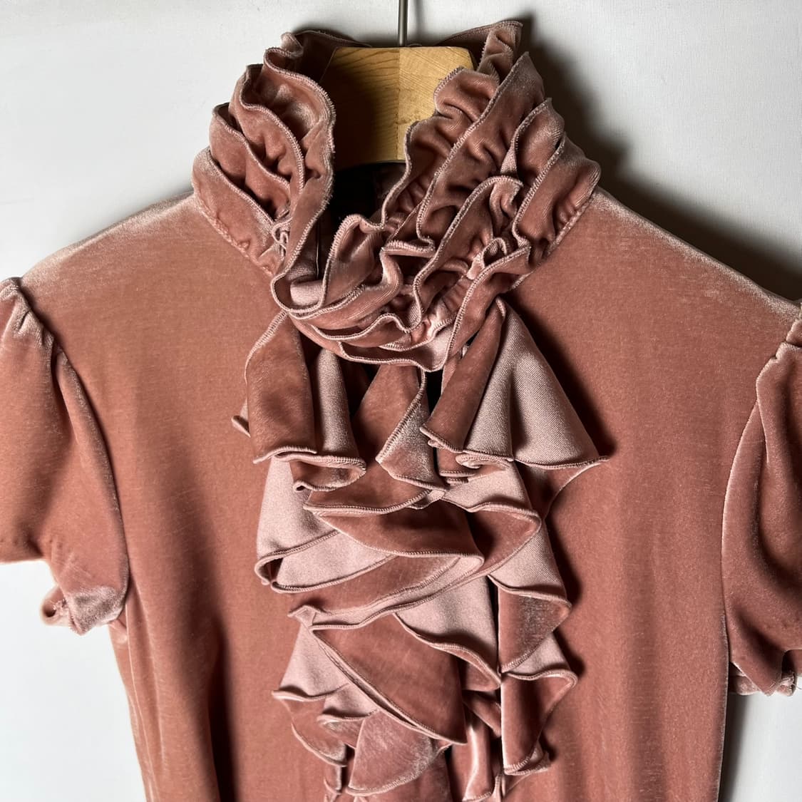 [JPN] 빈티지 러플드 벨벳 탑 상품이미지3