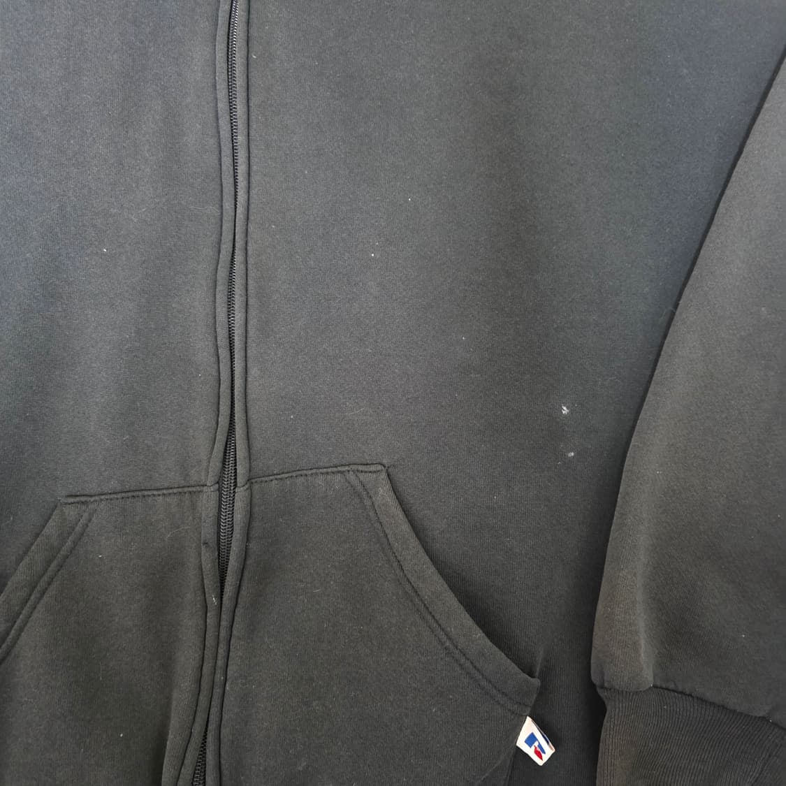 [XXL] 90s 빈티지 러셀 애슬레틱 후드집업 블랙 하드페이드&페인팅 상품이미지2